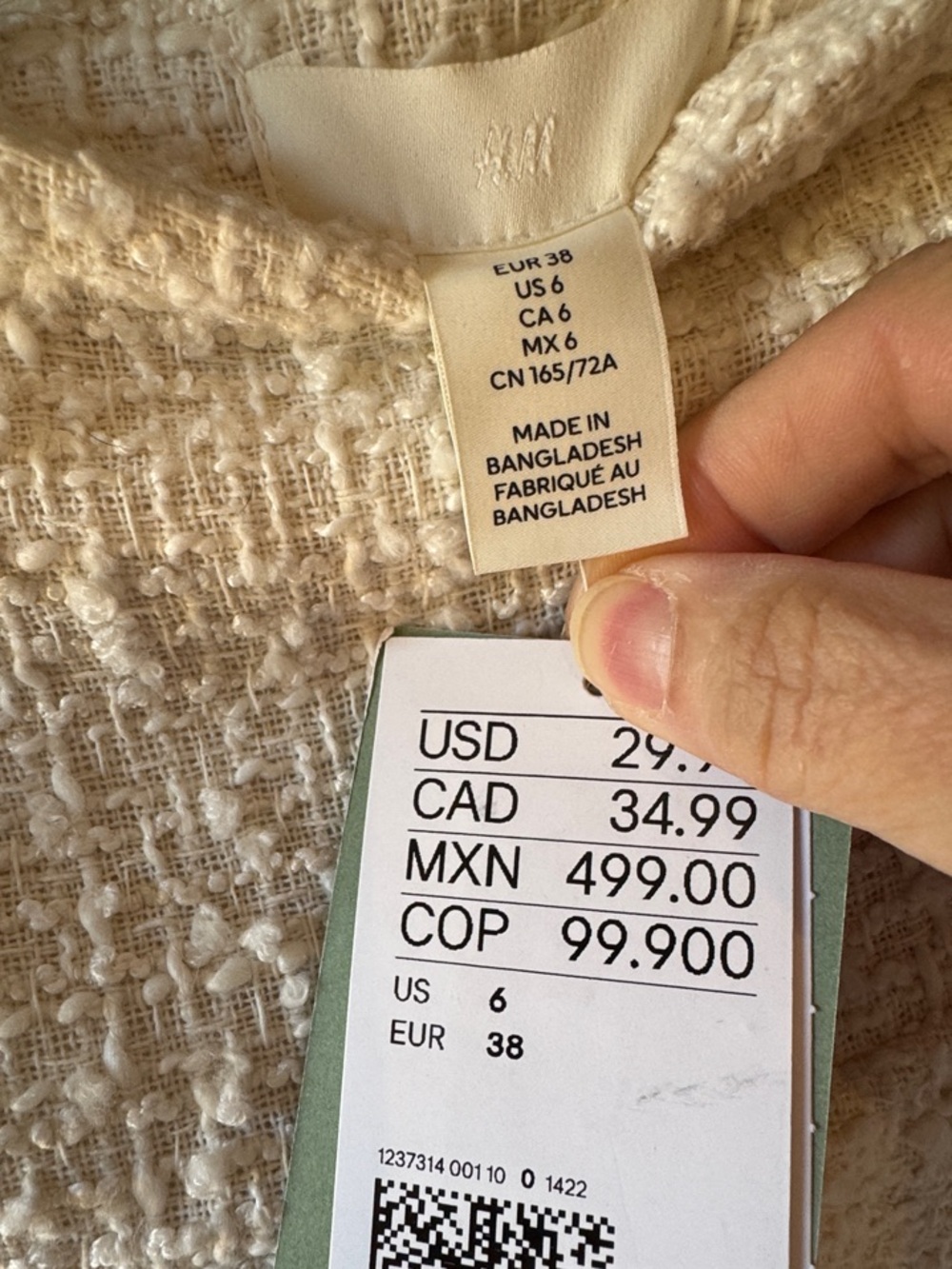 H&M Cream Tweed Flared Mini Skirt - Picture 4 of 4